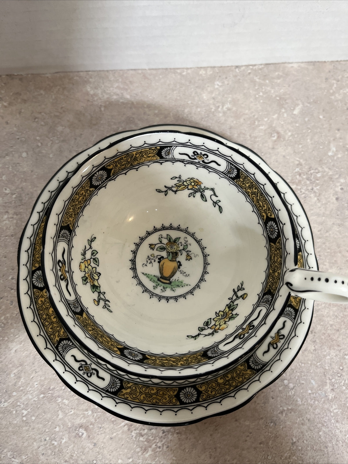 Antique Coalport England French Noble Yellow Tea Cup. numbered