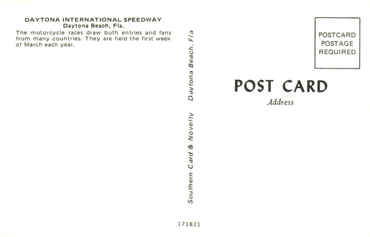 Daytona International Speedway Motorbike Motorcycle Postcard