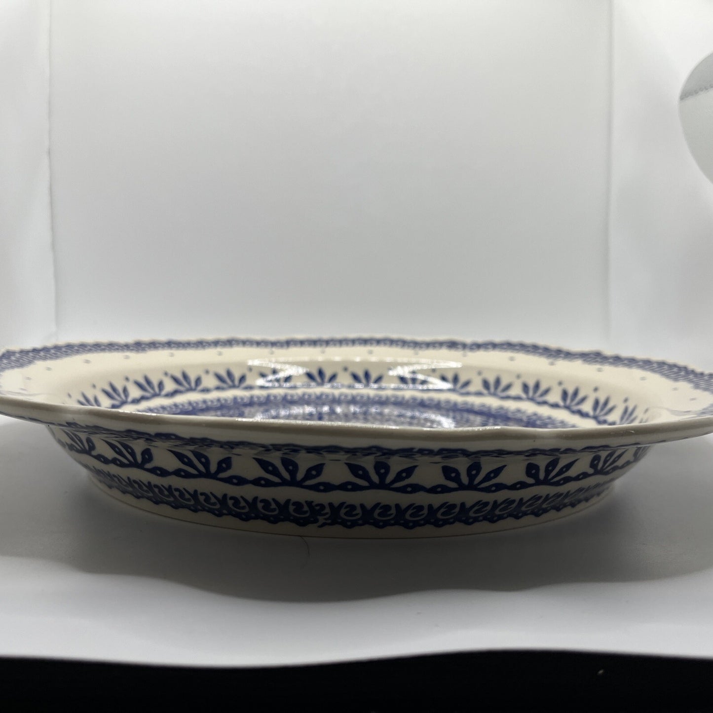 Boleslawiec Polish Pottery 13" Large Serving Dish Scalloped Round Flowers