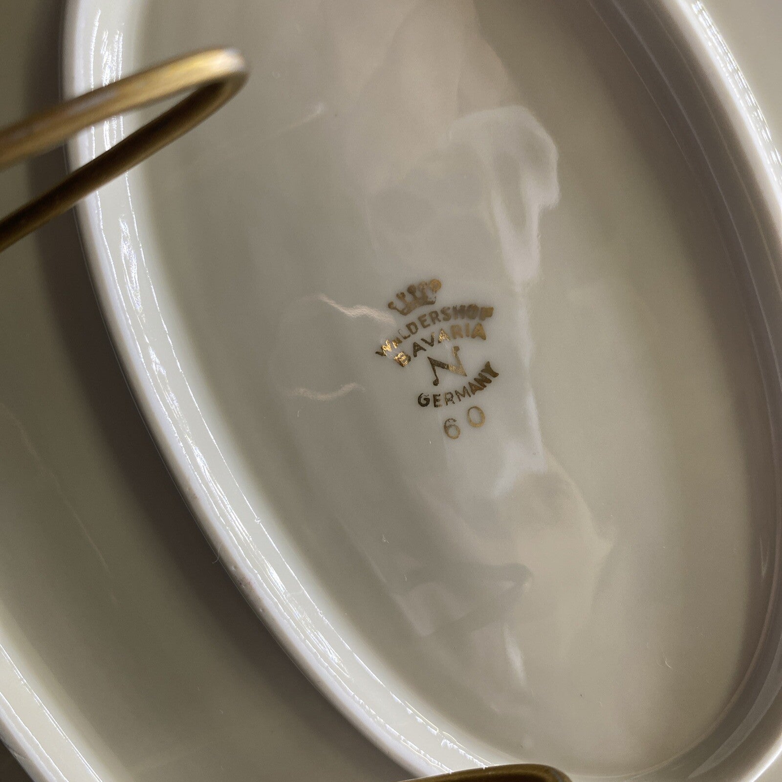 RARE Medium 14" x 8 3/4" Waldershof Bavaria SERVING Platter Cream with Gold Rim