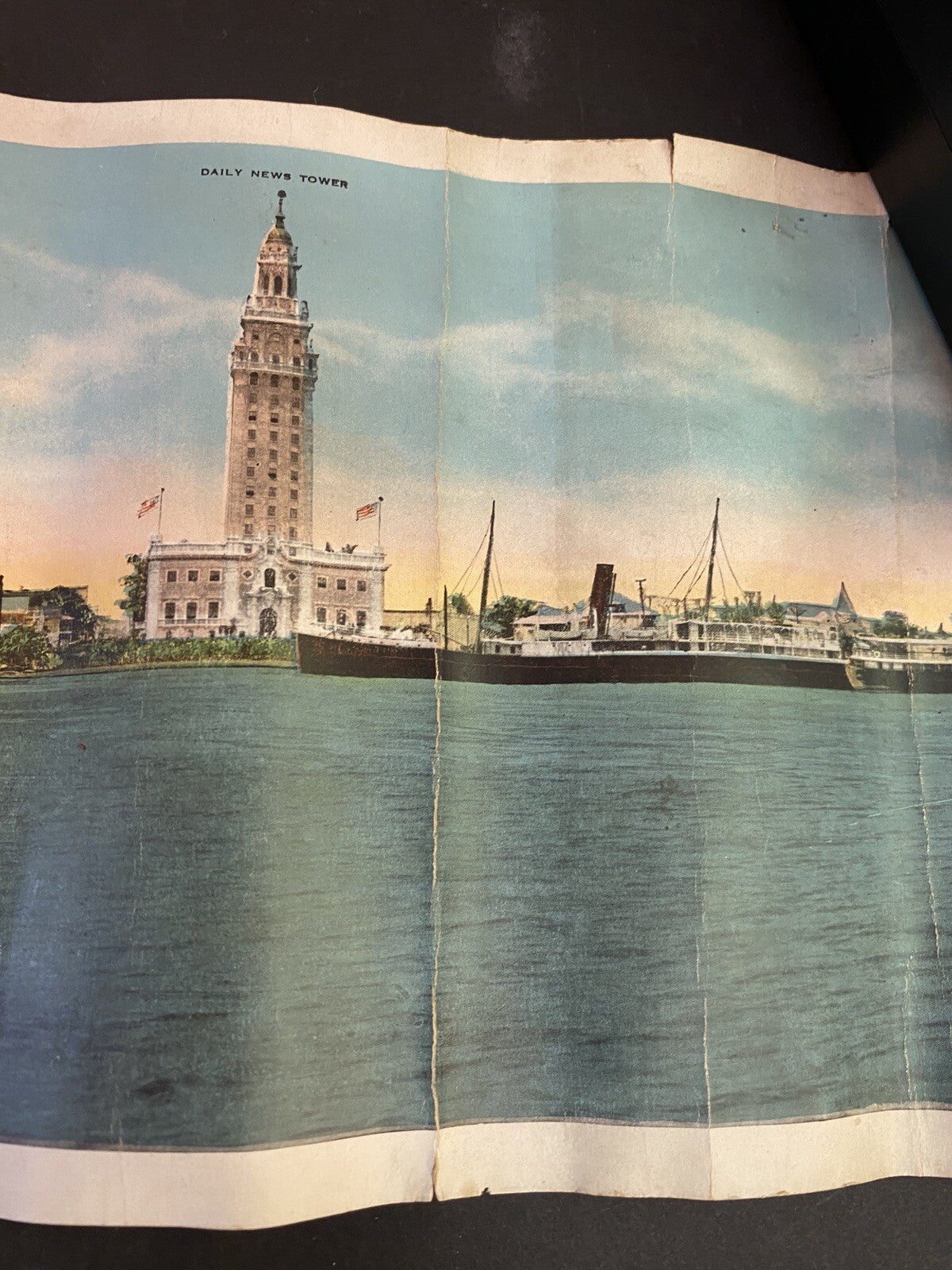 RARE GIANT Panoramic View Waterfront Miami Florida FL Panoramic Postcard