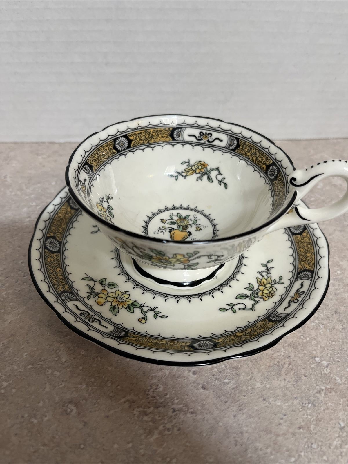 Antique Coalport England French Noble Yellow Tea Cup. numbered