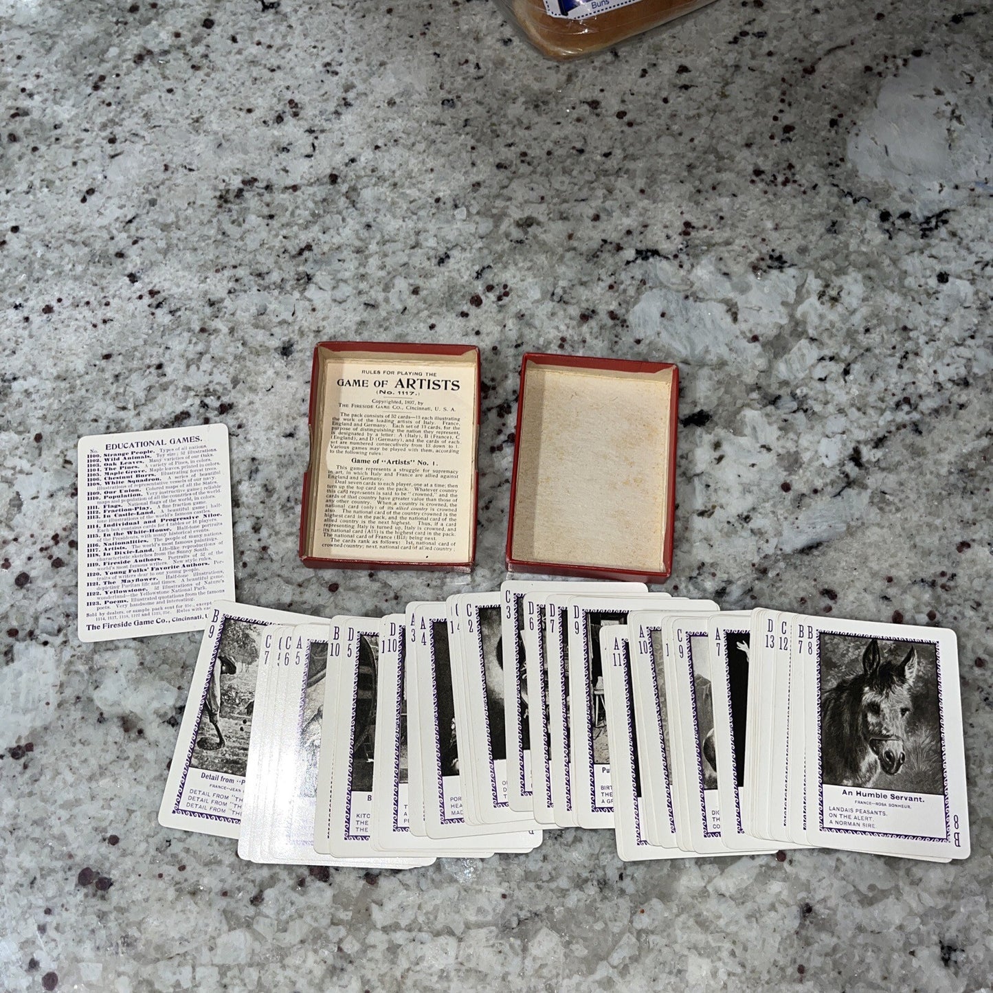 Game Of Artist The Fireside Game Co. 1897 Antique With Instructions #1117