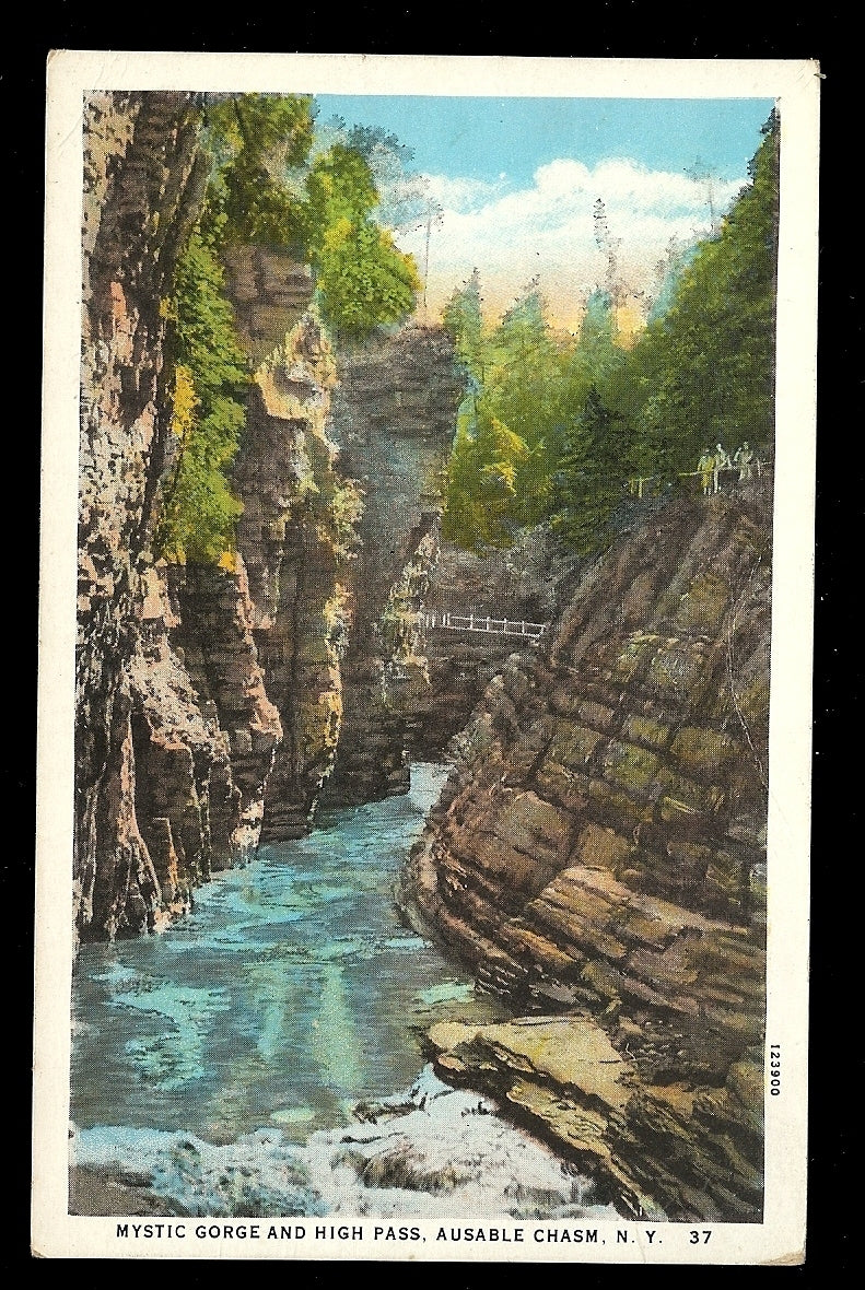 Mystic Gorge and High Pass Ausable Chasm New York NY Postcard