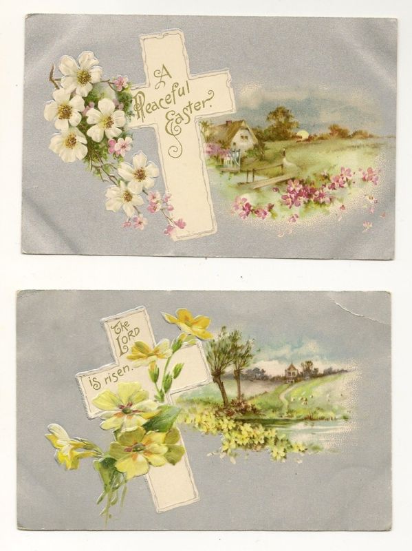 Set of 2 Easter Flowers Scenic Postcard Series