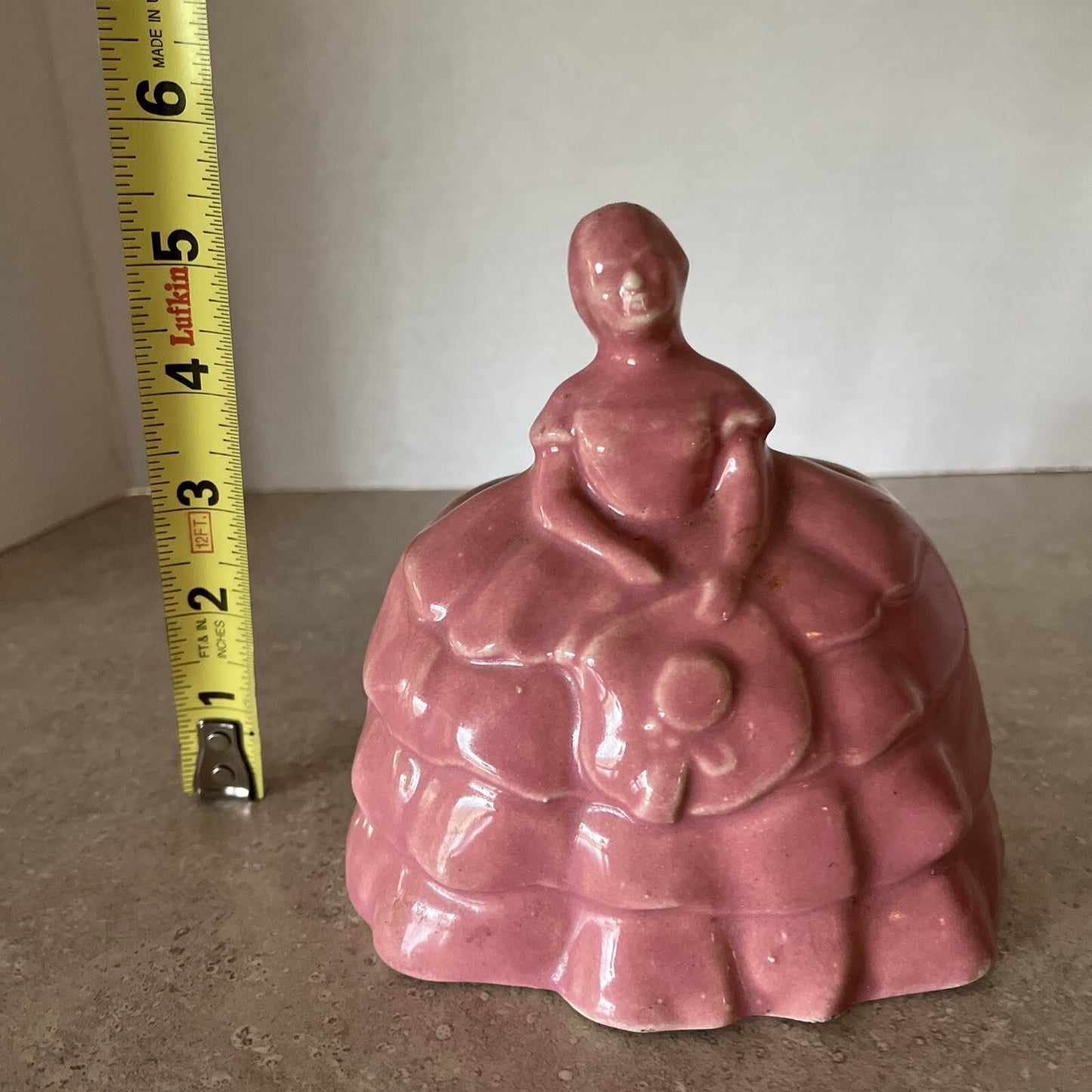 Vtg Southern Belle Planter Girl Cotillian Ruffles Rose Pink Lady Vase 5.5"