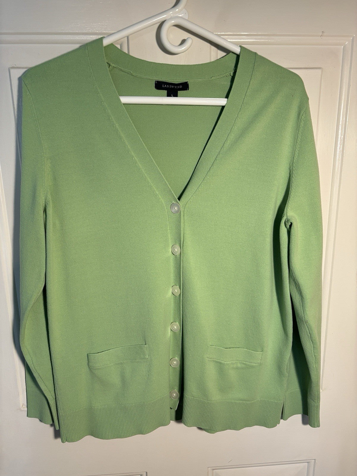 GSK Womens Mint Green 6 Button Up Sweater Cardigan Lands End Size Large