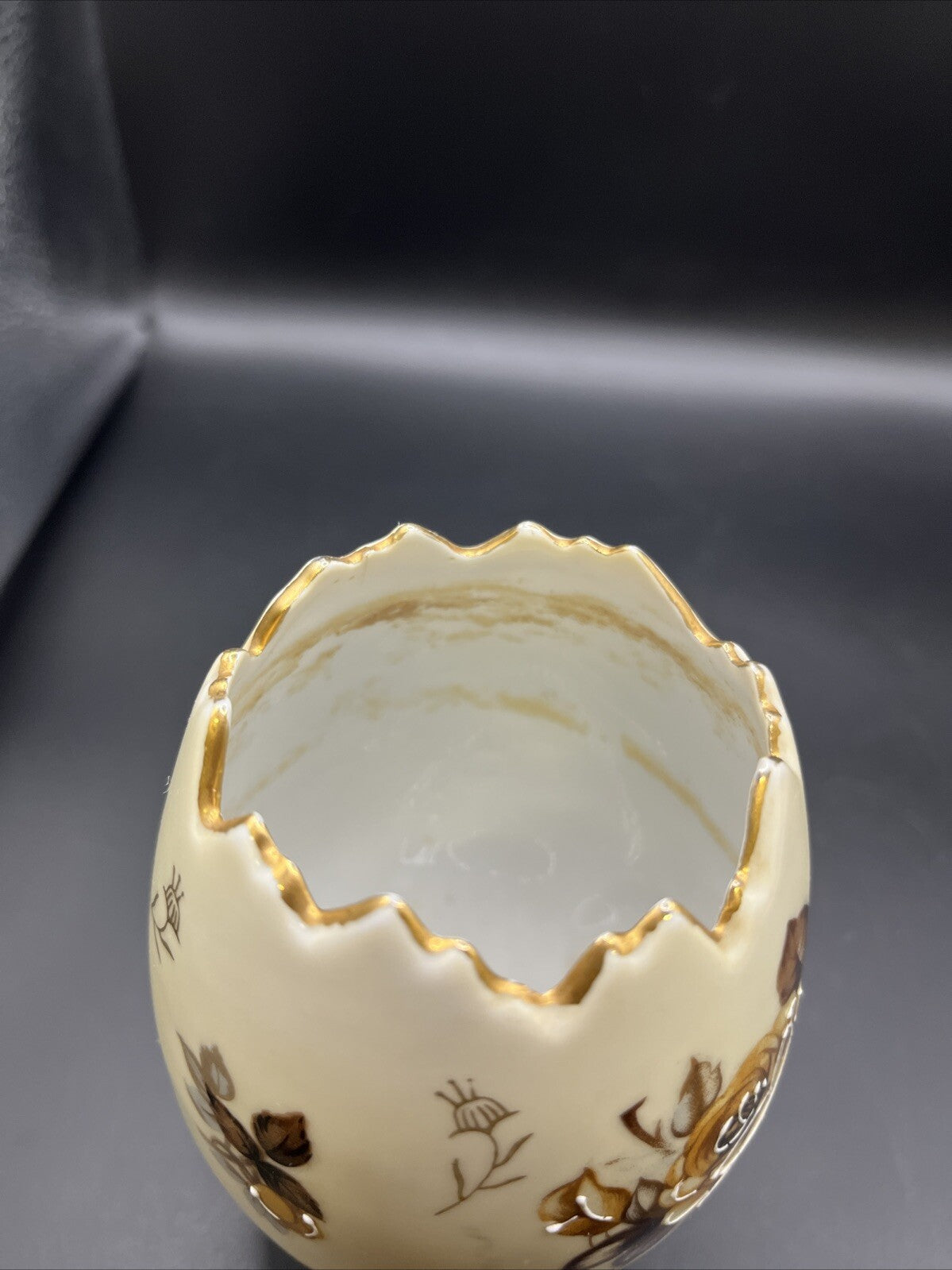 Vintage Napcoware Footed Cracked Egg Vase/Planter Hand Painted Floral 5.25”