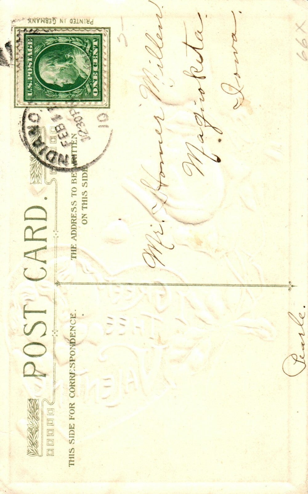 Winsch 1910 White Rose Gold Girls Portraits Valentine Greetings Postcard