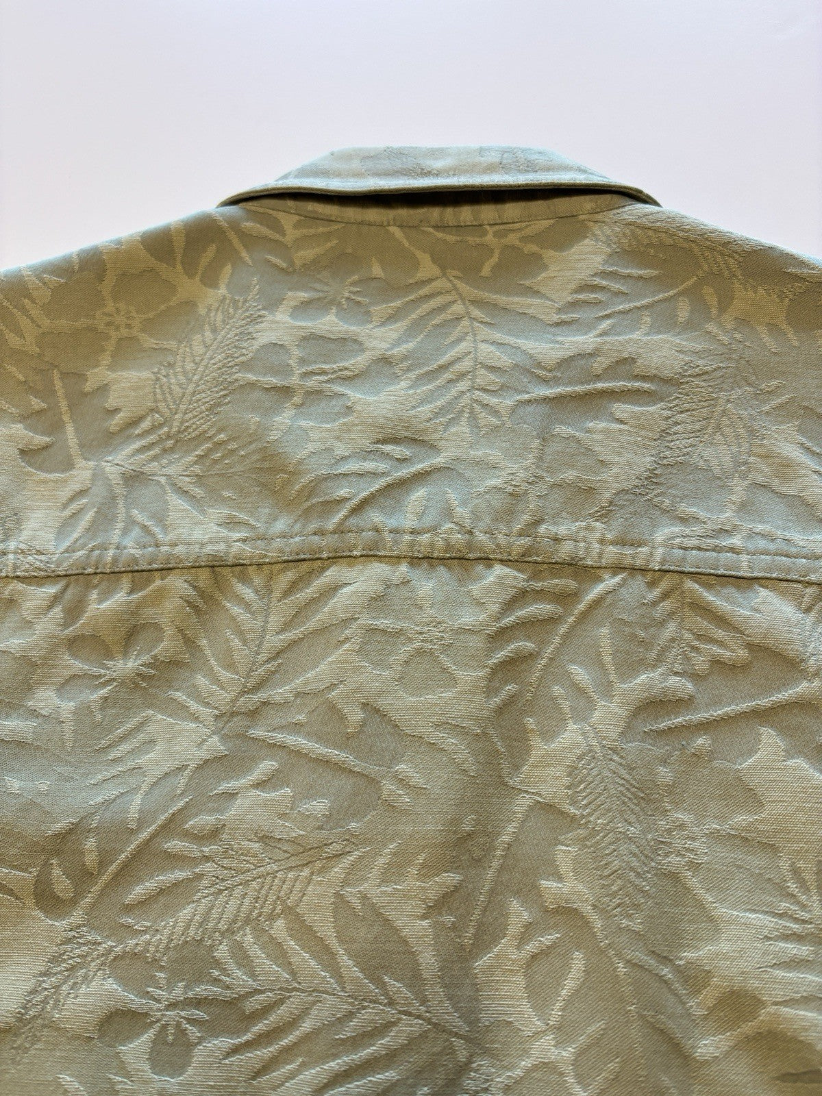 GSK Womens Sage Green Leaf Print Button Up Blazer Jacket Christopher Banks Sz XL