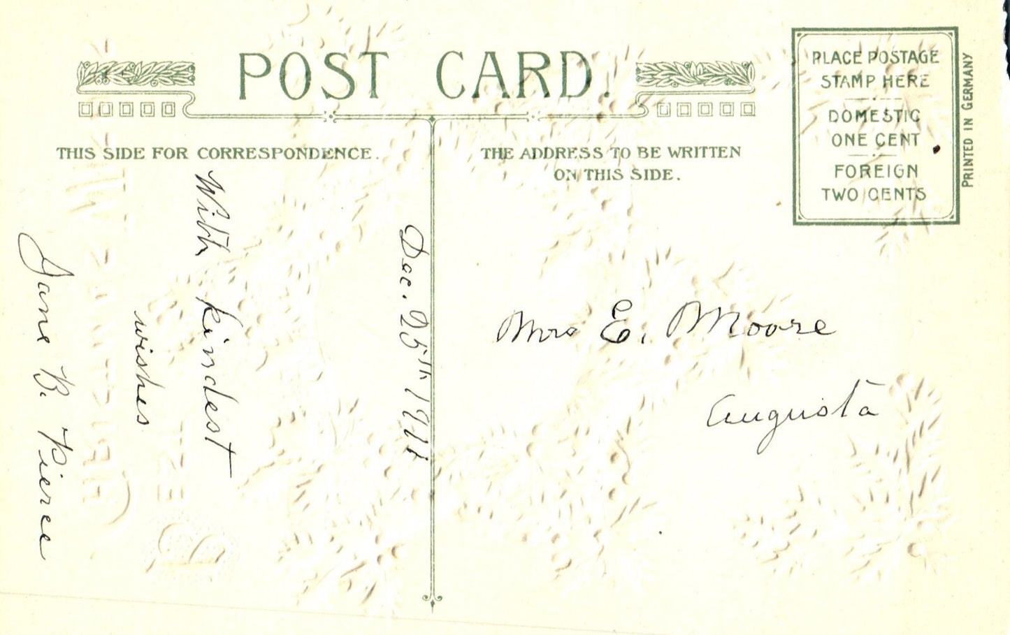 John Winsch Best Christmas Wishes Family Walking In Snow Vintage Postcard