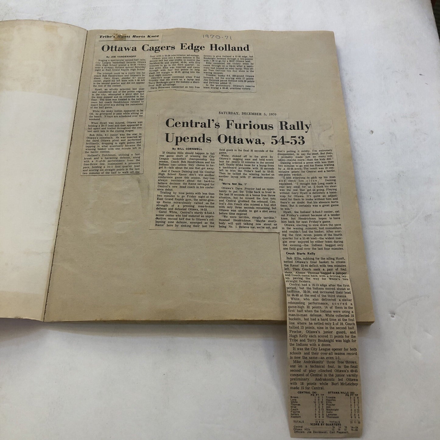 Scrapbook Early 1970s Sports Ottawa Hills School Grand Rapids MI Mich Ephemera