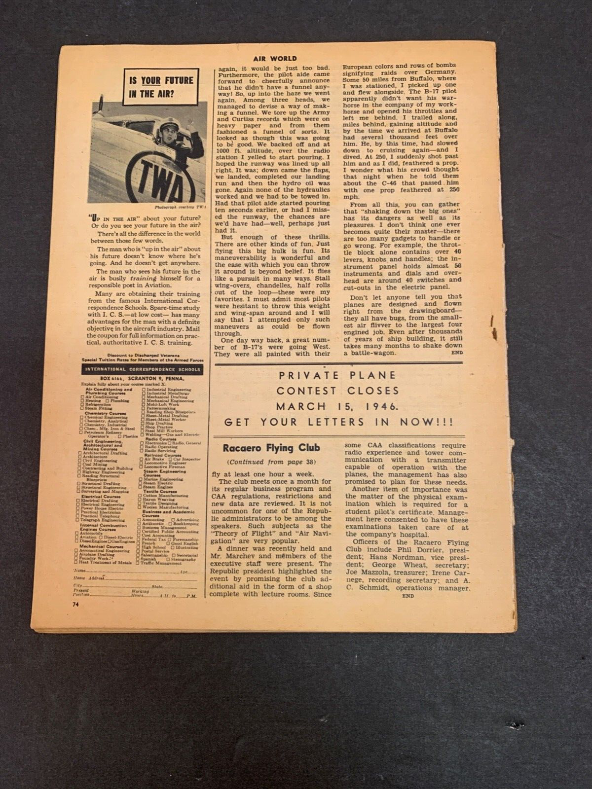 Vintage Aviation Loose Ephemera Sheets