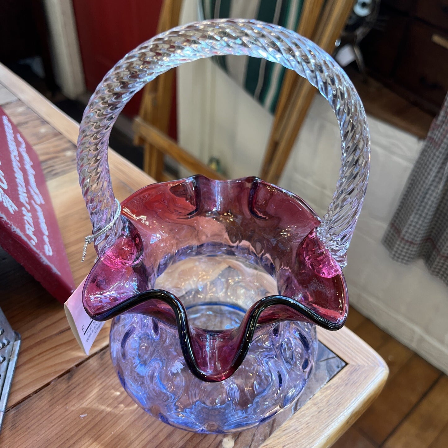 Fenton Mulberry Basket Cranberry To Purple To Blue 8 In High