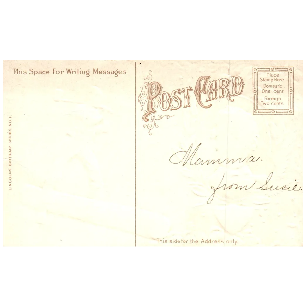 Lincoln Centennial Souvenir Abraham Lincoln "The Rail Splitter" Vintage Postcard