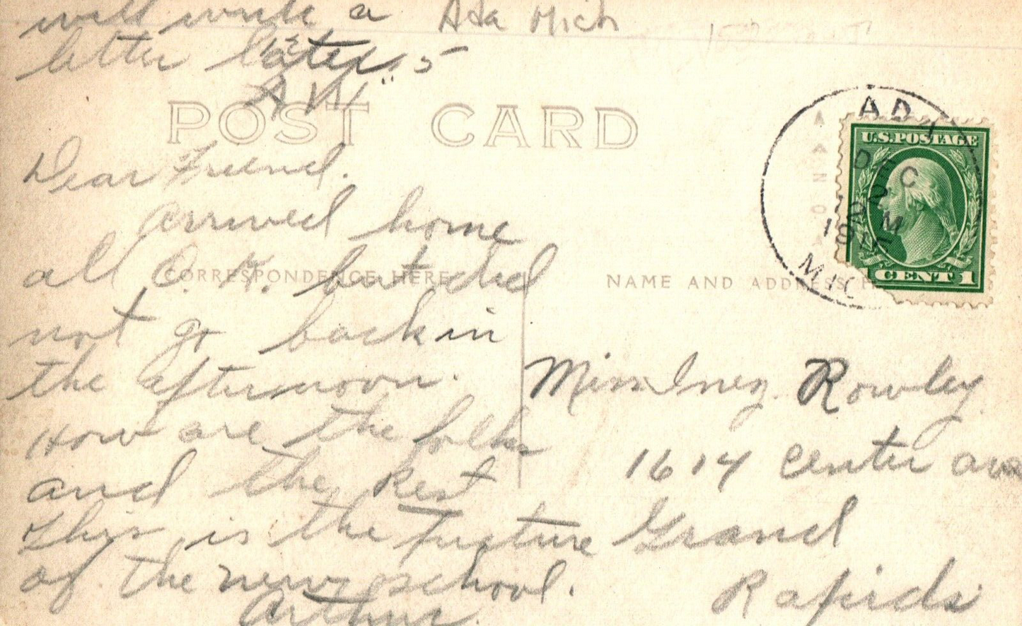 RPPC High School in Ada Michigan Mich MI Postcard