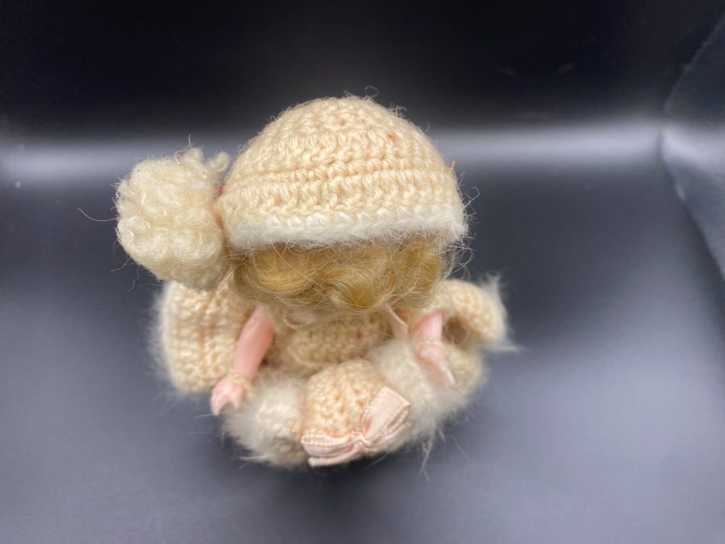 6" Vintage Knickerbocher plastic DOLL Blonde with knitted outfit Glendale CA