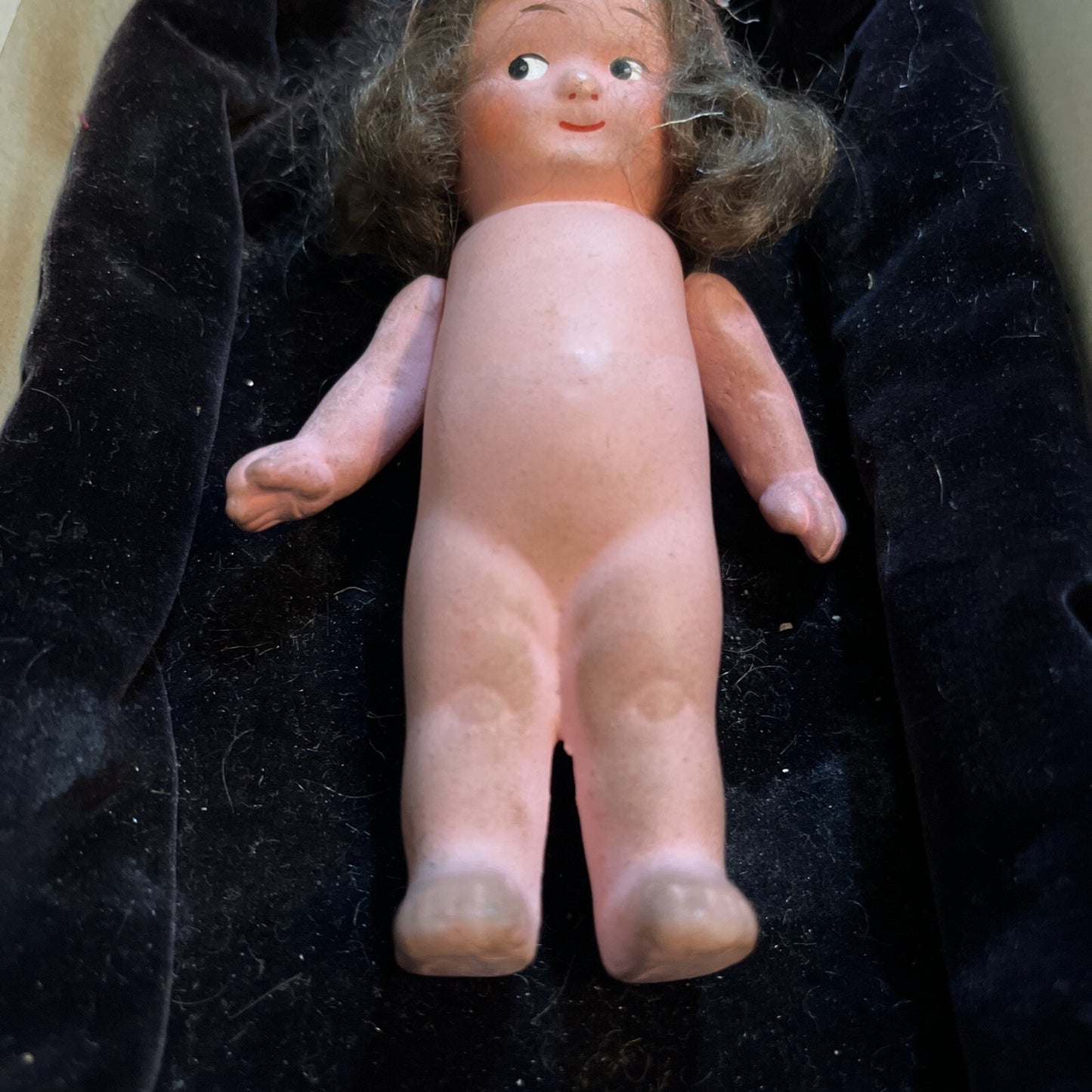 Antique 1920s Child Girl Bisque Dollhouse Doll- All original