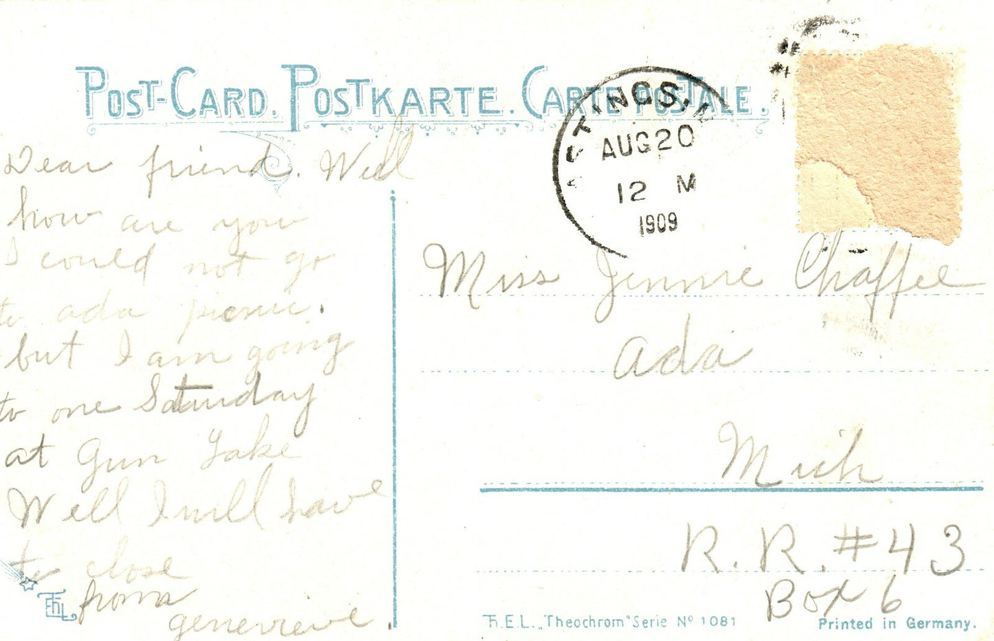 1909 US Unnamed Steamer Ship Night Full Moon Postcard