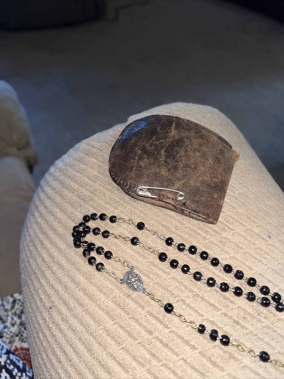 Vintage Black Bead Rosary Blessed By papal