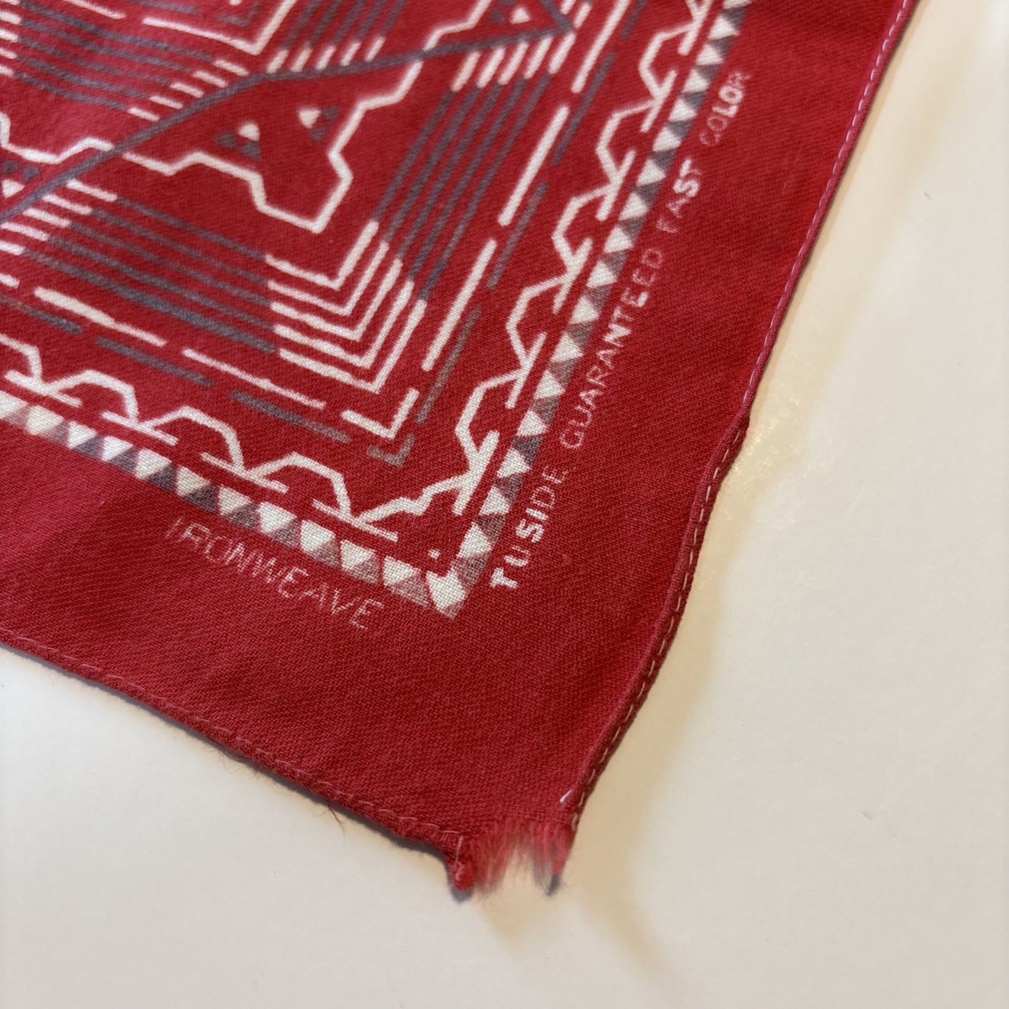 Ironweave Tuside Fast Color Red Bandana Western Design Handkerchief 18" x17-1/4"