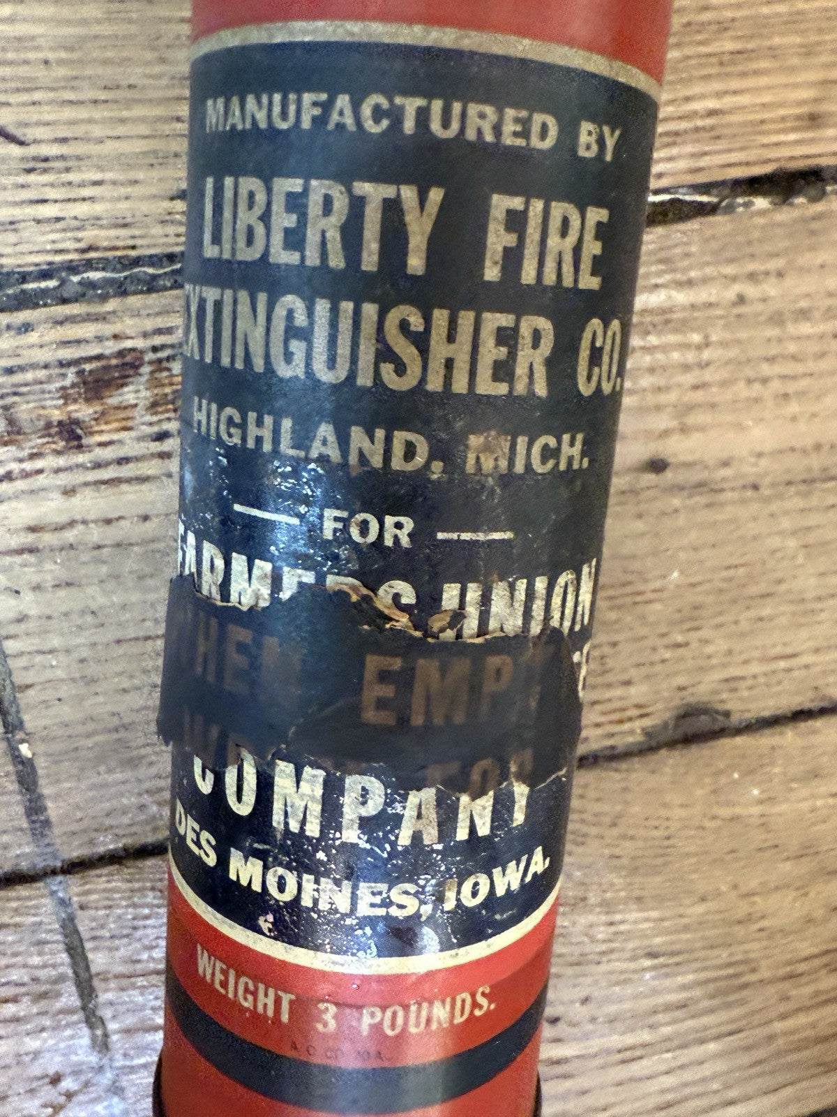 Vintage Old Liberty Fire Extinguisher Antique Fireman Memorabilia Highland MI 22