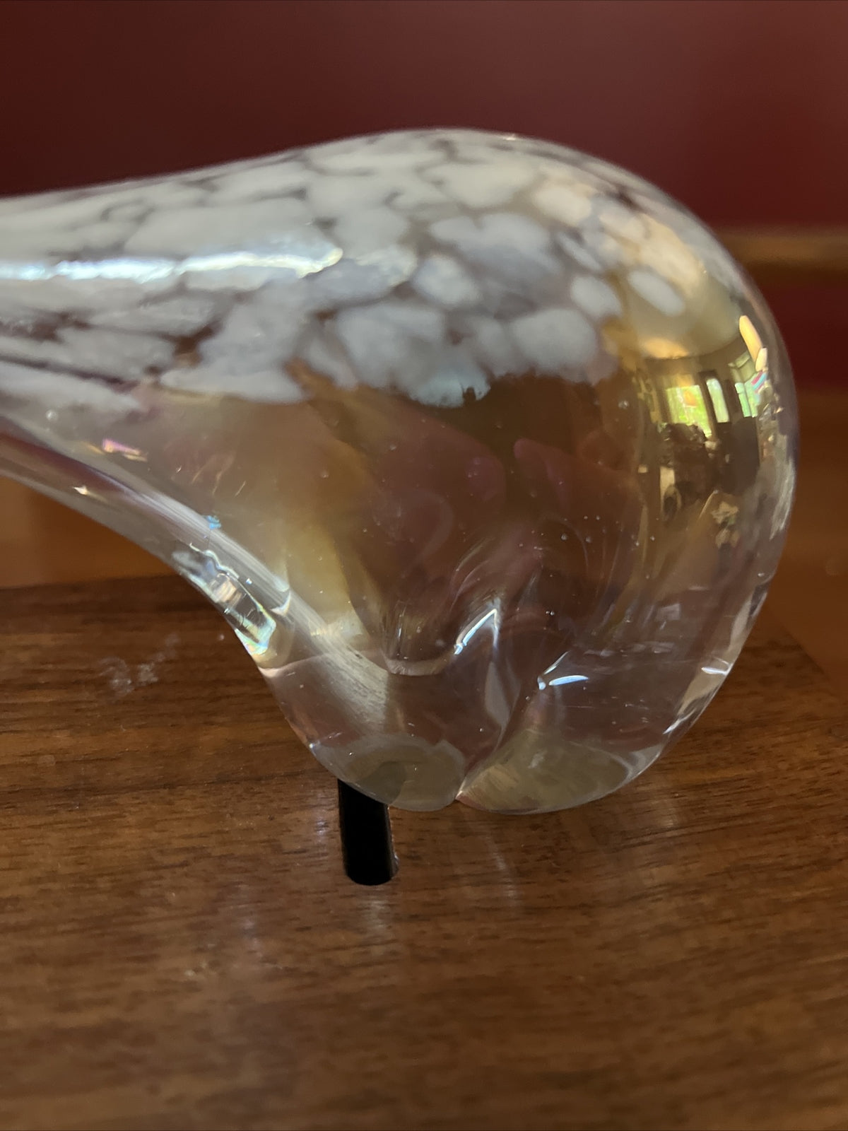 Vtg Silvestri Mouth Blown Iridescent Glass Polar Bear Paperweight Art Glass Bear