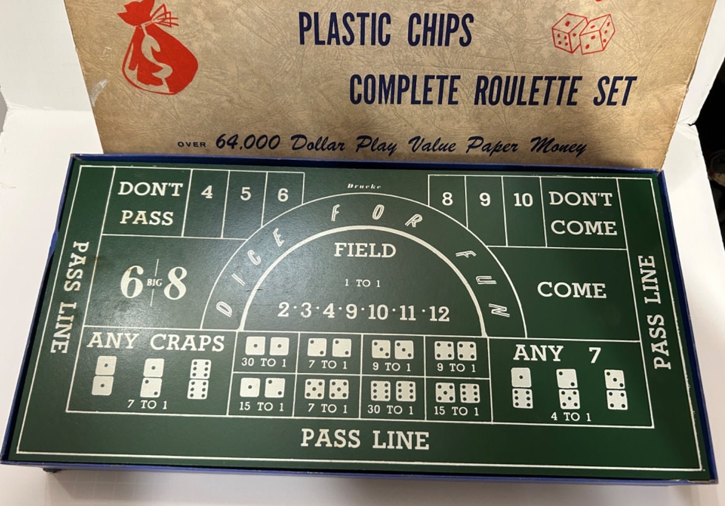 RARE 1950'S VINTAGE ROULETTE FOR FUN CASINO GAME COMPLETE SET DRUEKE & SONS