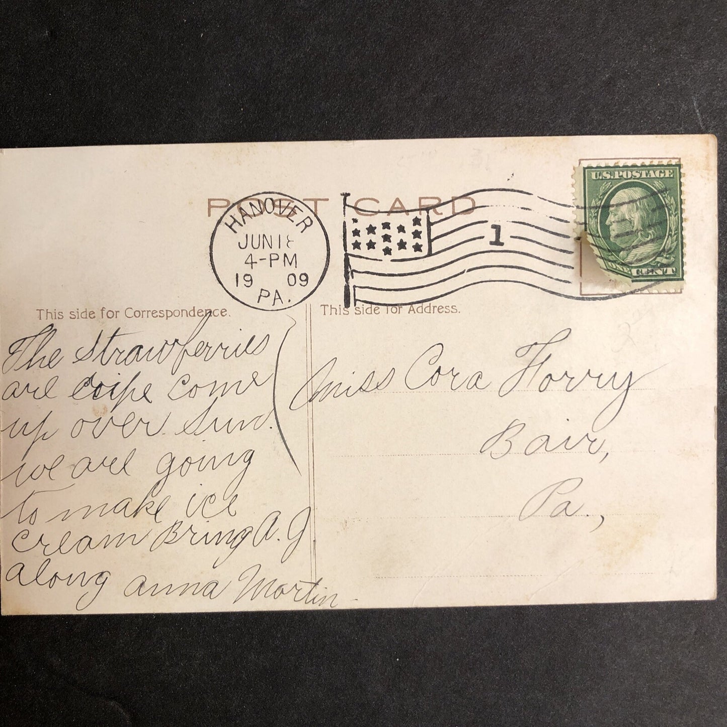 1776 Hurrah July Fourth Patriotic Lady Holding Flag Statue of Liberty Postcard