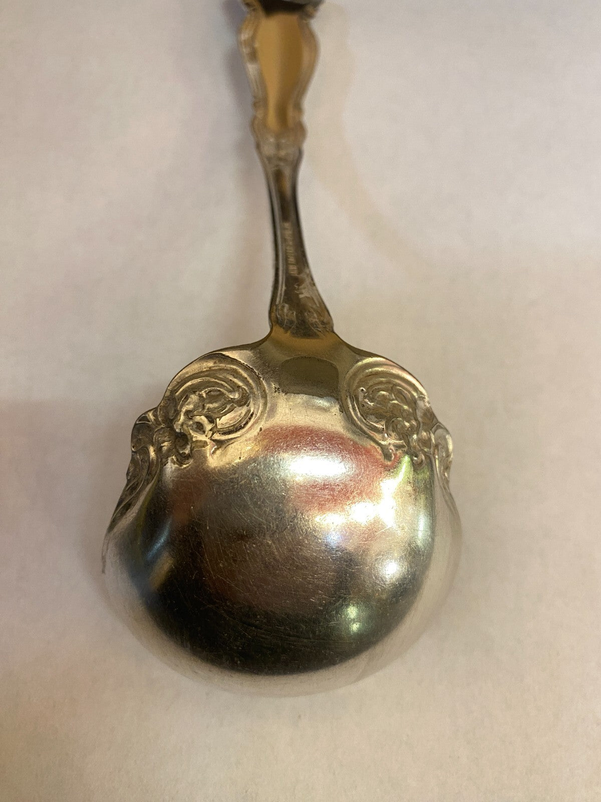 VINTAGE WM ROGERS & SON LARGE SILVER PLATE AA GRAVY LADLE - "ARBUTUS" PATTERN