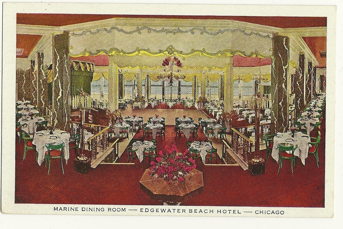 Edgewater Beach Hotel Marine Dining Room Chicago IL Illinois Post Card Sample