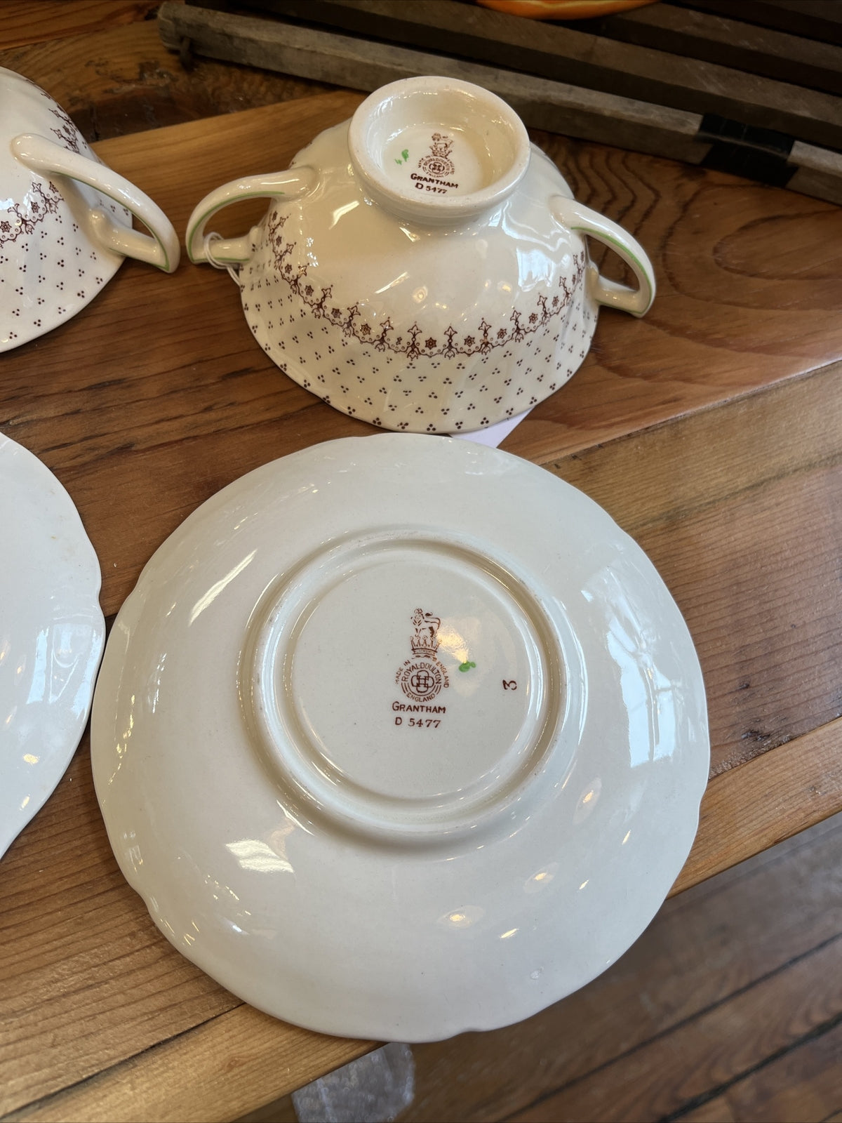 Royal Doulton Gratham China Cream Soup Double Handle Bowl / teacup Saucer D 5477