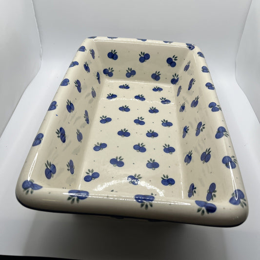 Wild Blueberry Polish Pottery Loaf Baker 14” X 8”