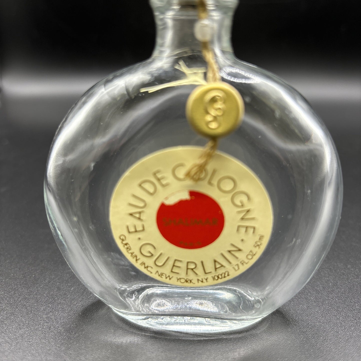 Vintage Guerlain SHALIMAR EMPTY GLASS bottle Eau De Cologne 1.7” oz