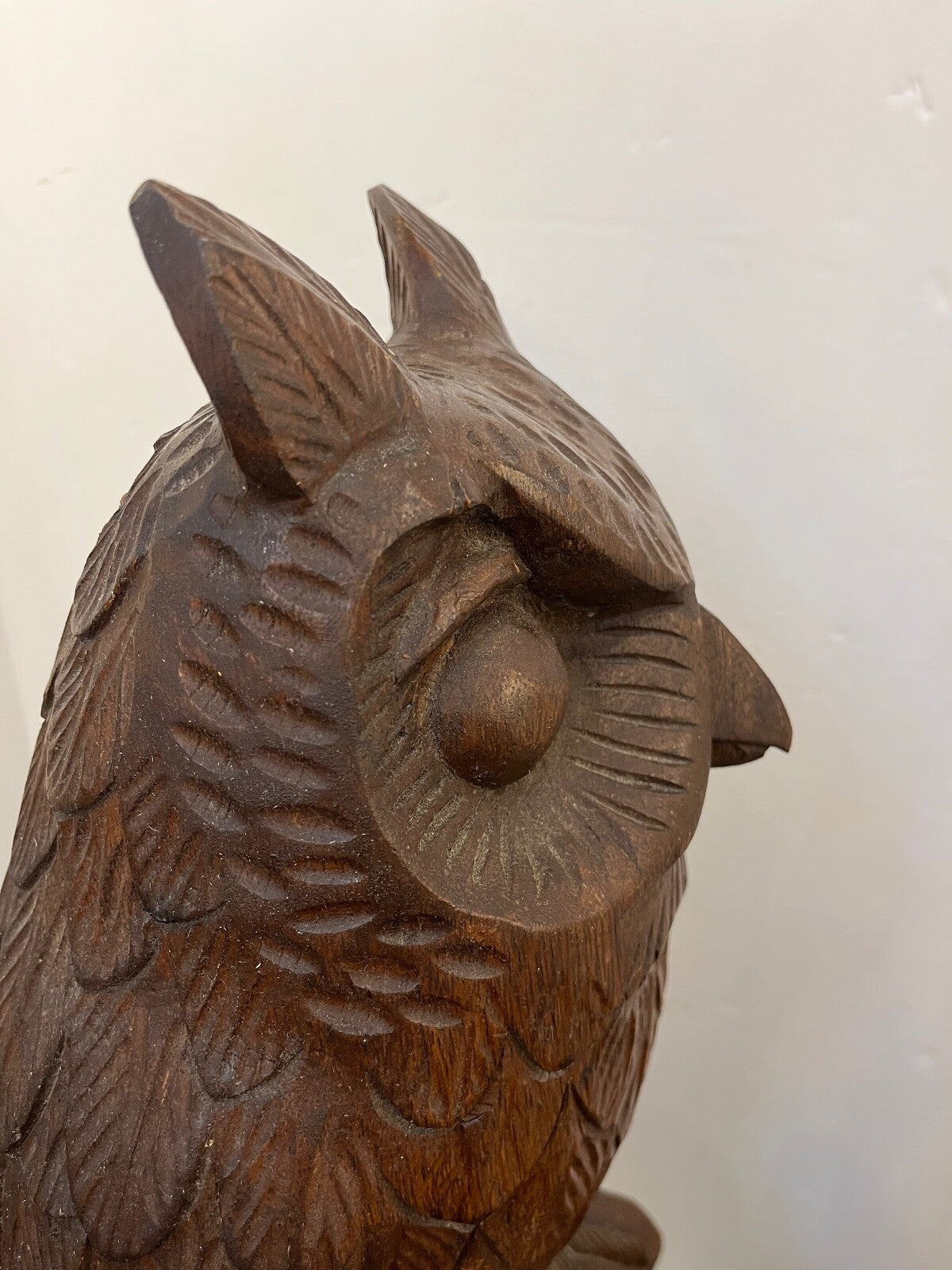 Vintage Hand Carved 25" Wood Owl Figurine