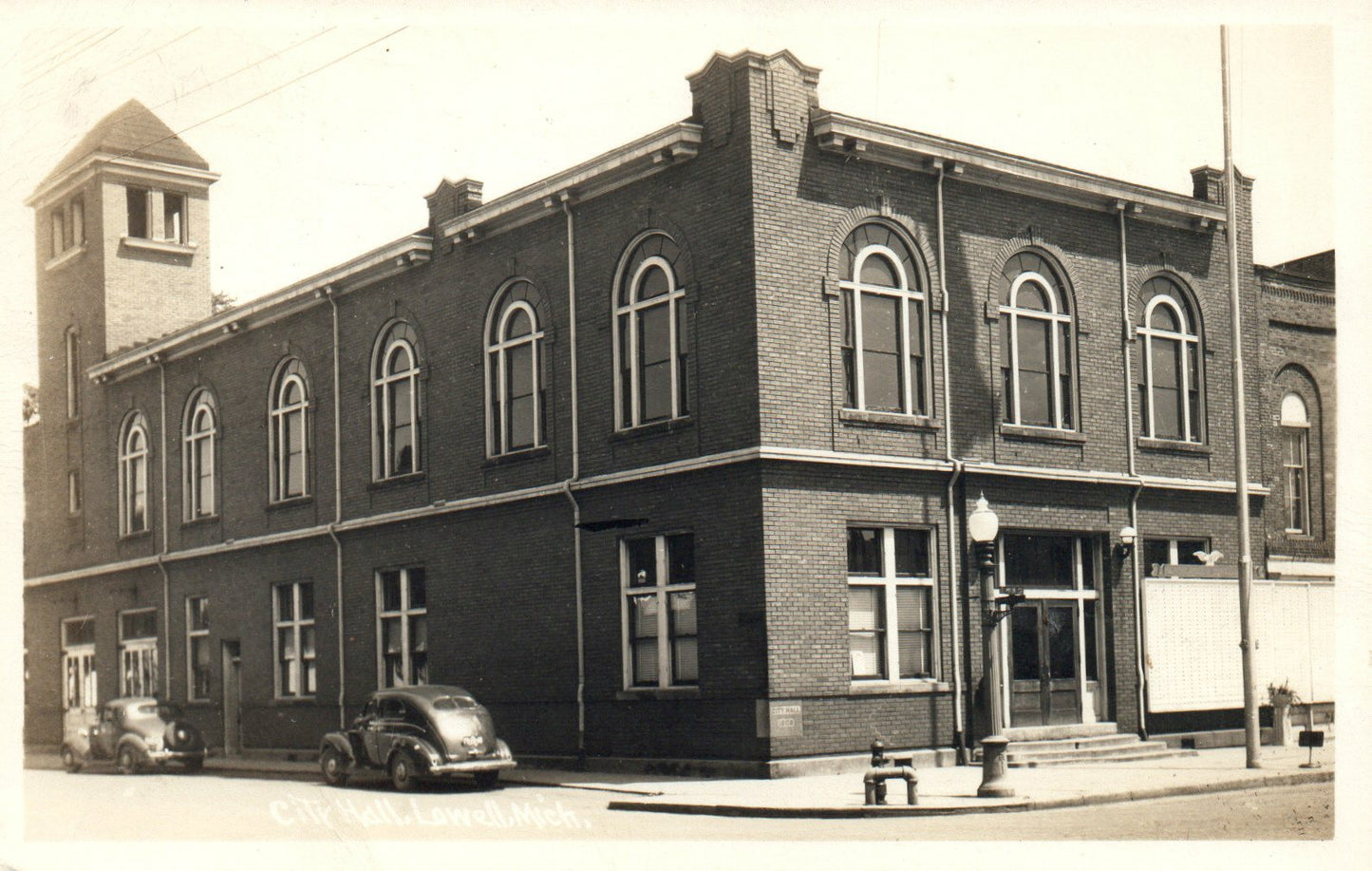 1948 Real Photo City Hall Lowell Michigan Mich MI Postcard