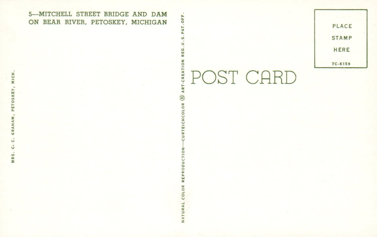 Mitchell Street Bridge and Dam On Bear River Petoskey MI Michigan Mich