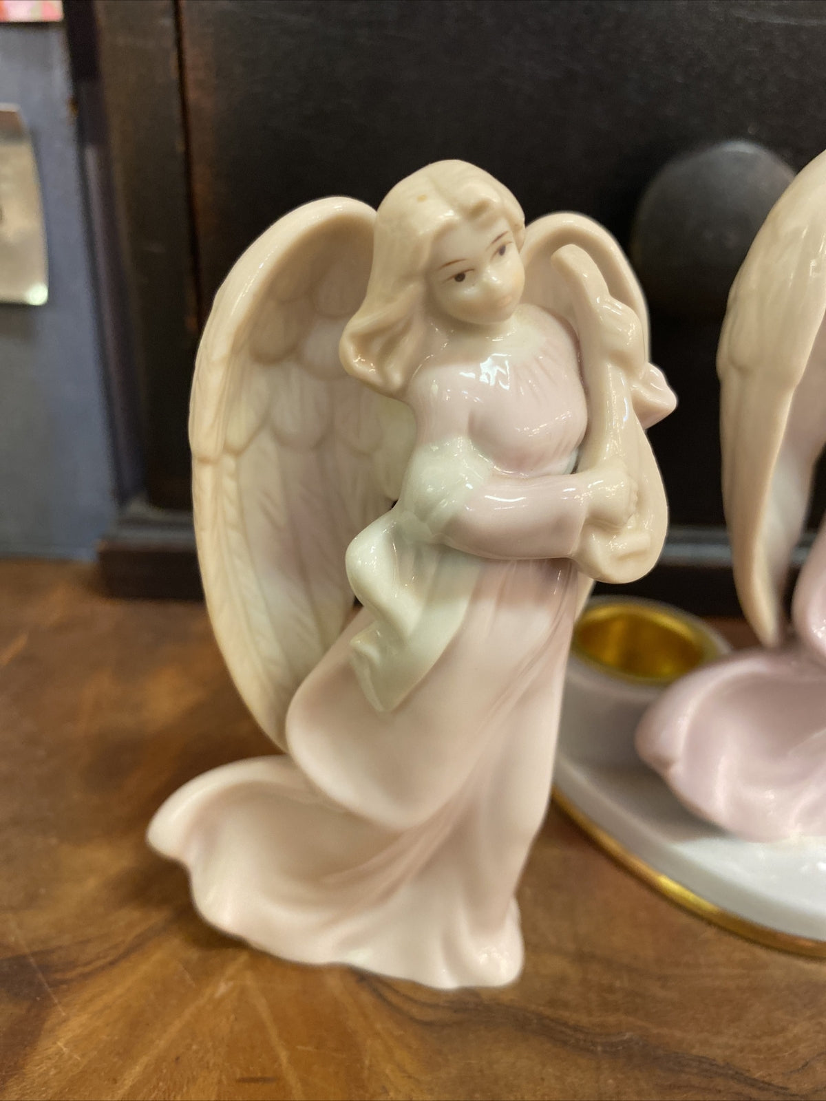 Lot of 3 RUSS BERRIE Winged Angel Playing Lyre 4.25" Figurine  15475