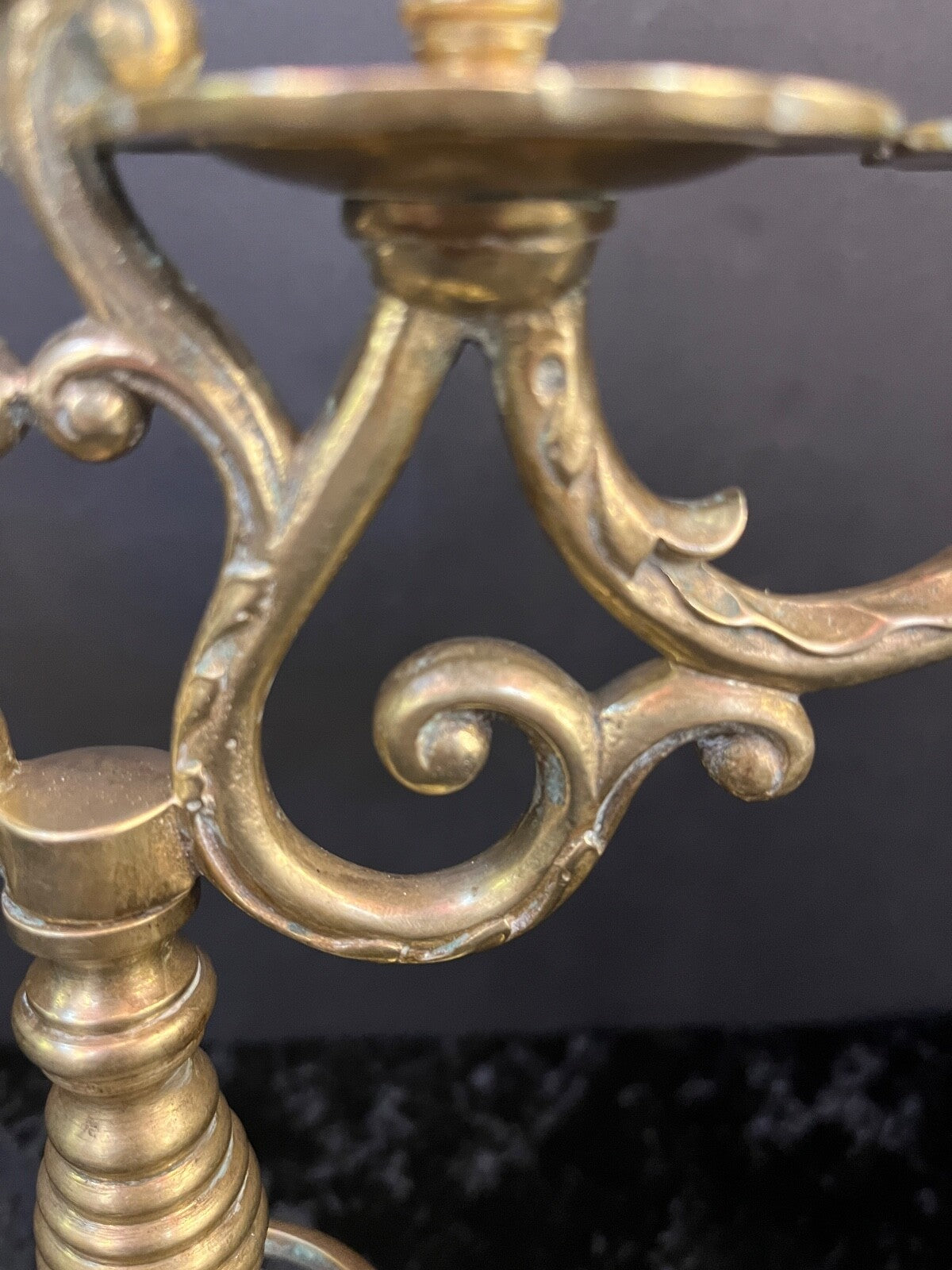 Vintage Brass Candelabra with Lion Holding Shield Amsterdam Netherlands Dutch