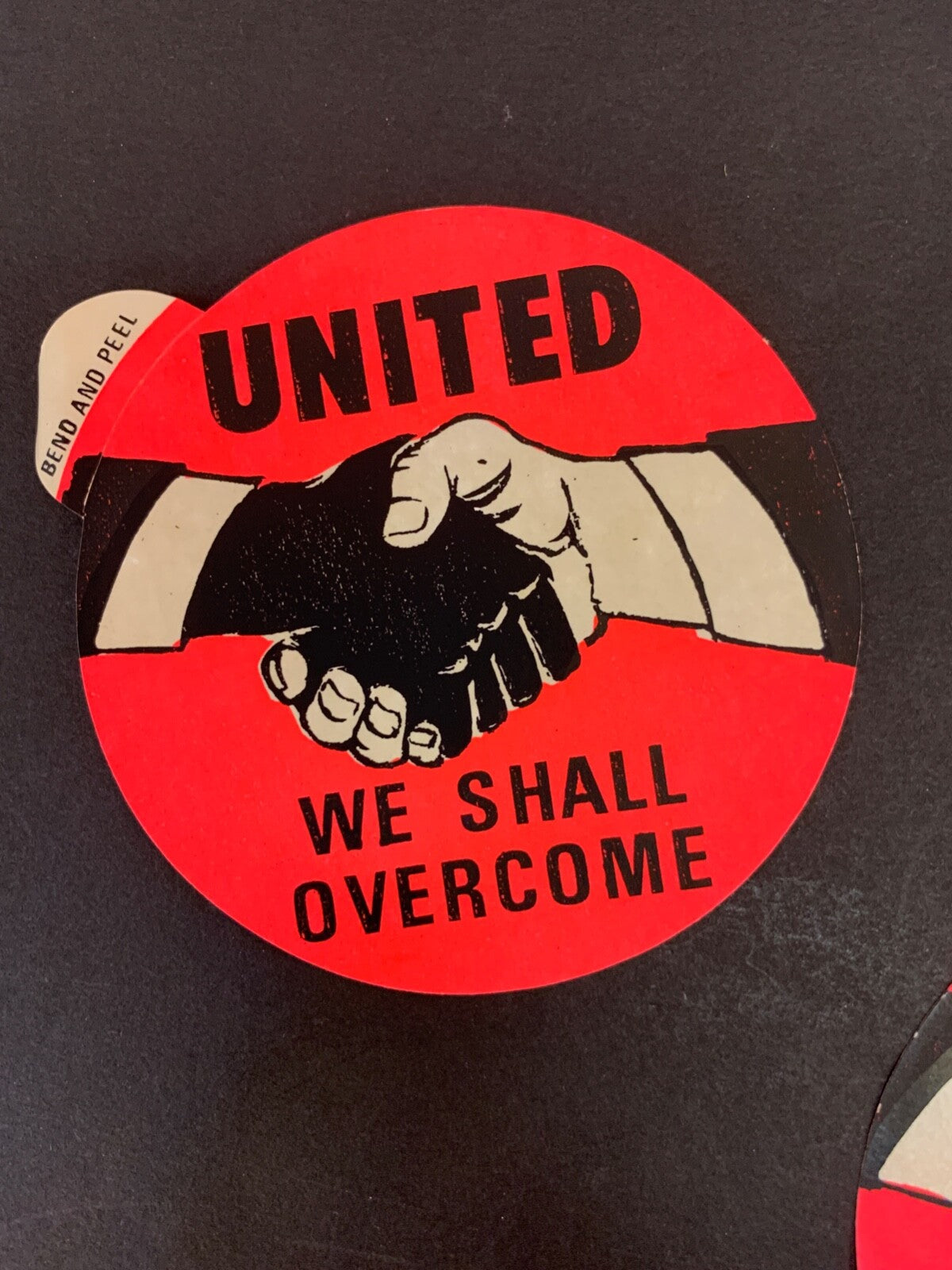 Lot of Five "United We Shall Overcome" Stickers Civil Rights MLK SNCC 60s