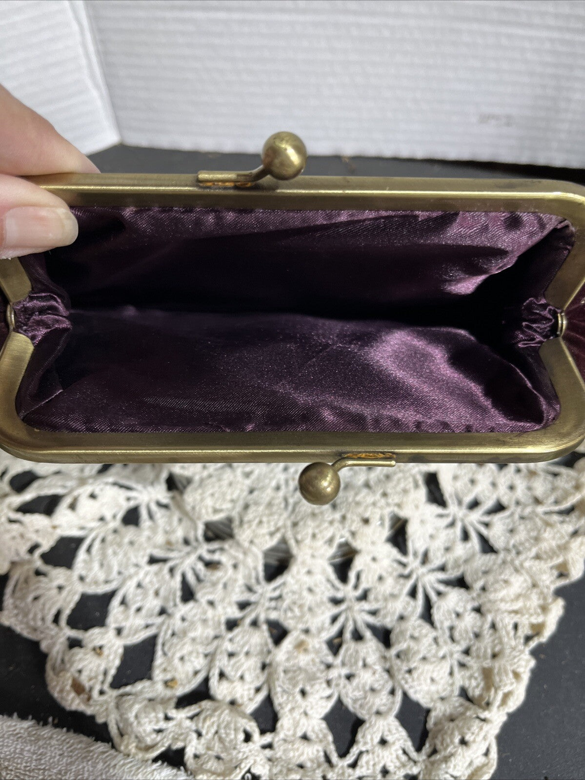 DOLCE & GABBANA Pour Femme Burgundy/Red Wine small Kiss lock Clutch PURSE