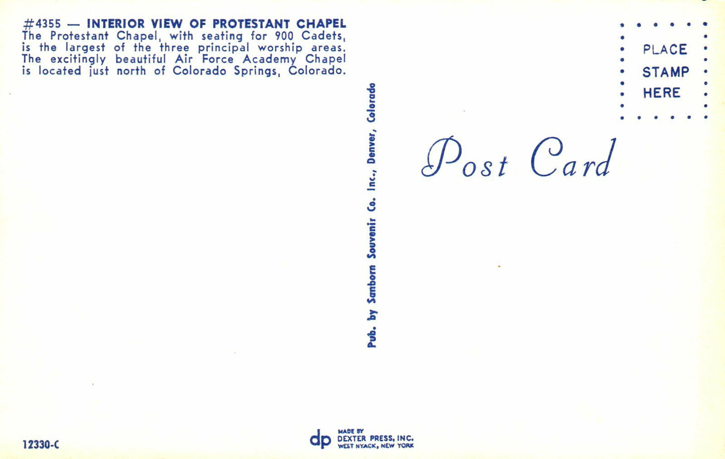 4355 Interior Protestant Chapel Air Force Cadet Academy Colorado CO Military