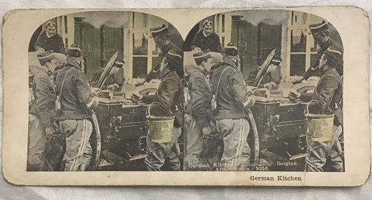 WWI stereoview German Kitchen Captured By Germans War