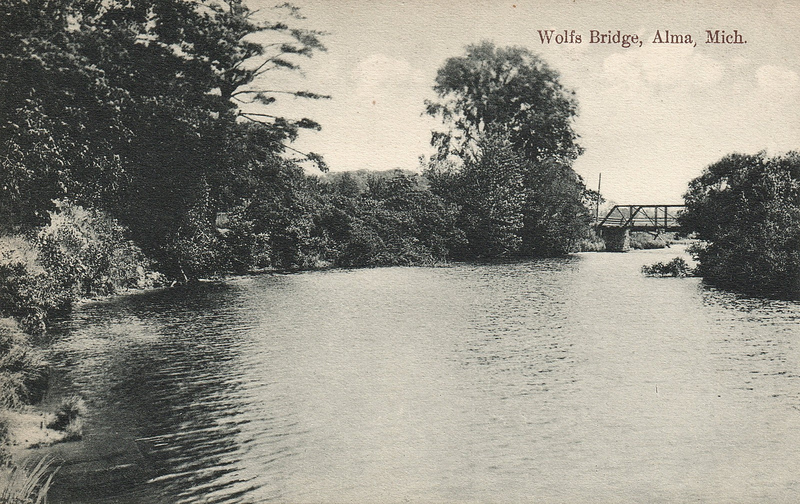 Wolfs Bridge Alma MI Mich Michigan Postcard