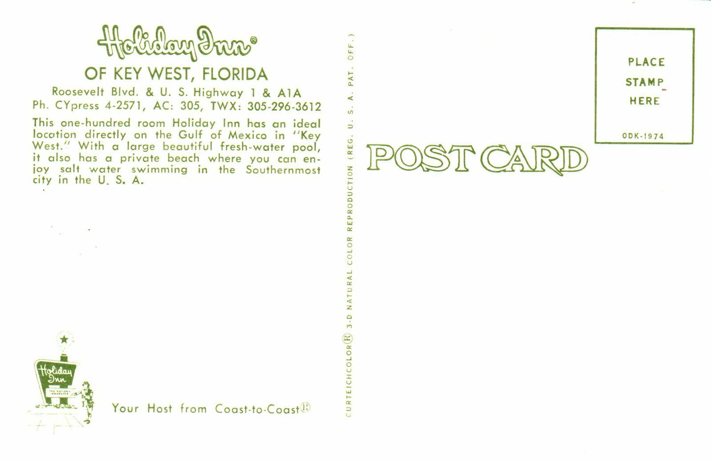 Holiday Inn Key West Florida Playground Children Palm Tree Hotel Motel Postcard