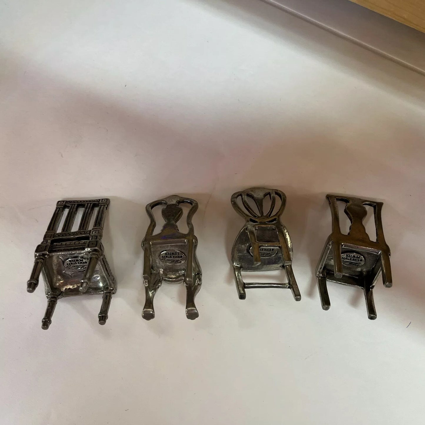 Dollhouse Doll Furniture Chairs pewter (4)