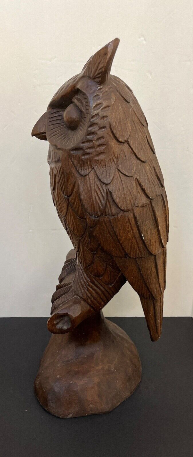 Vintage Hand Carved 25" Wood Owl Figurine
