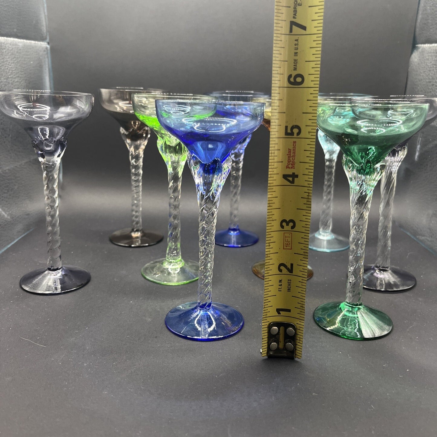 vintage colored cordial glasses. Set Of 9