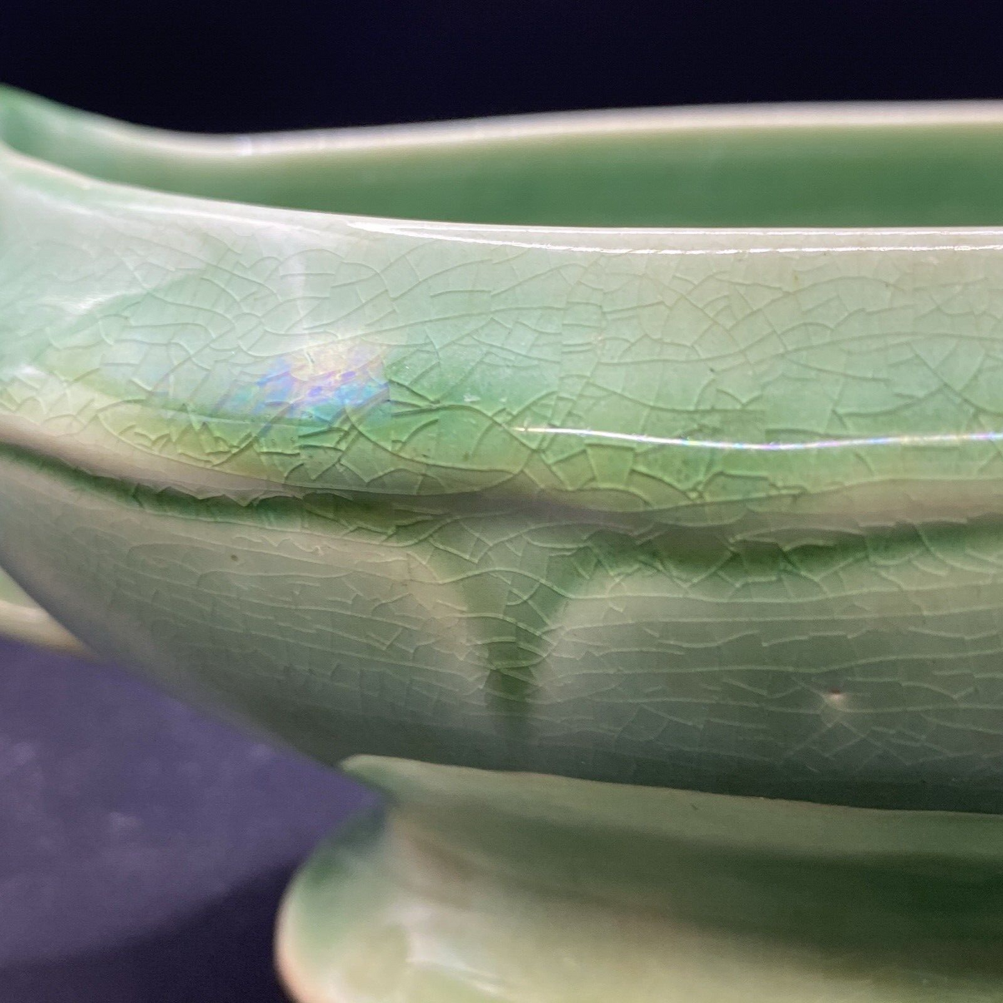 1930's Petalware Mount Clemens LIGHT Green Gravy Boat 8"