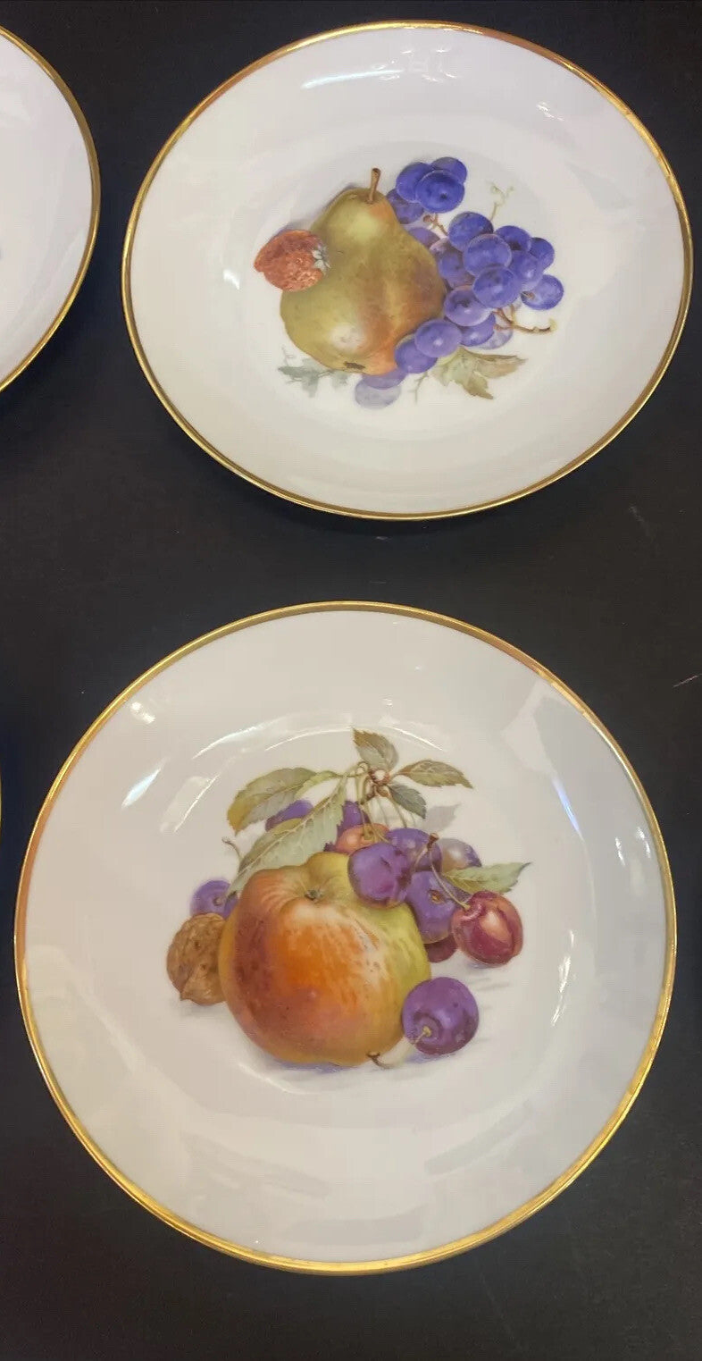 7 Baronet China Eschenbach Germany 8" Plates Various Fruits FRUIT  Gold Trim